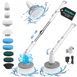 Vassoura Elétrica Rotativa 360 sem Fio com Cabo Flexível e 4 Acessórios, Branca, 110v, KHELFER, Branco