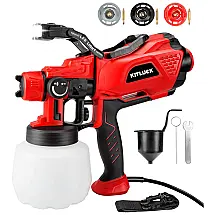 Pistola de Pintura Pulverizadora 1.2L com 4 Tamanhos de Pontas, 550W, KITLUCK TLSG0501, Vermelho
