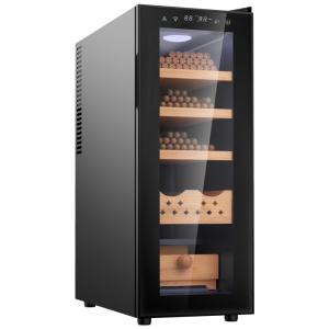 Umidor para Charutos Elétrico 35L com Controle de Temperatura e Higrômetro Digital, 110V, ALE POMOS, Preto