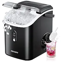 Máquina de Gelo Automática até 2.2Kg, H Aço Inoxidável com Painel de Controle, 110v, E EUHOMY, Prateado