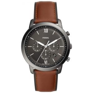 Relógio Masculino Analógico de Quartzo com Pulseira de Couro, Fossil FS5512, Cinza e Marrom