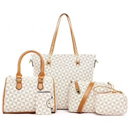 Conjunto de Bolsas Femininas 5 Peças com Carteira, 2E youth, Bege