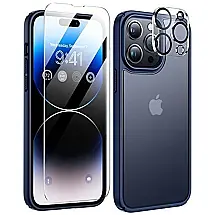 Capa para Iphone 14 Pro Max com Protetor de Tela Embutido e à Prova dÁgua, Humixx, Azul Marinho