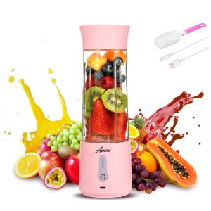 Mini Liquidificador Portátil 500mL com Carregamento USB e Desligamento Automático, Asani, Rosa