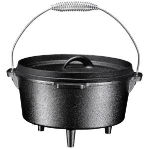 Panela de Ferro Fundido 6L Pre Prepara com Tampa e Alça, BRUNTMOR 43087, Preto