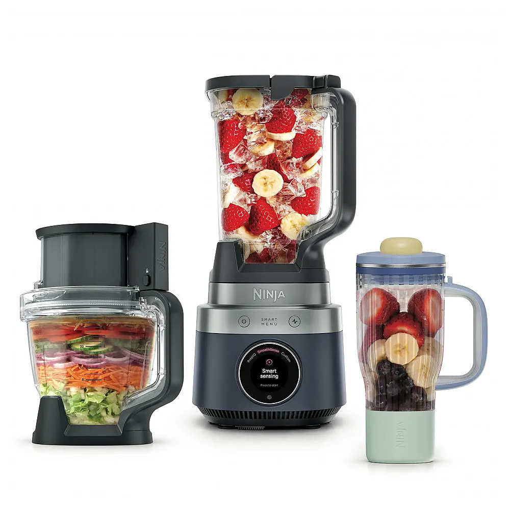 Liquidificador Ninja CrushBOSS 3 em 1 com Processador de Alimentos 1850W 72 oz Azul-Marinho
