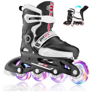 Patins Infantil Regulável com 4 Rodas Iluminadas, Tam BR 34 a 37, SKT HP, Branco