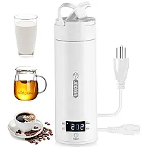 Chaleira Elétrica 500mL em Aço Inoxidável com Display LED e Desligamento Automático, Branca, 110v, JOCOSA, Branco
