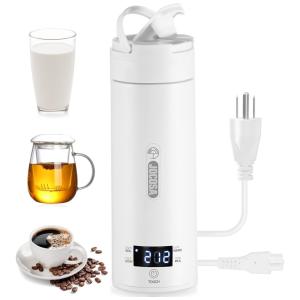Chaleira Elétrica 500mL em Aço Inoxidável com Display LED e Desligamento Automático, Branca, 110v, JOCOSA, Branco