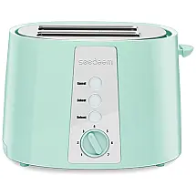Torradeira Elétrica de 2 Fatias com 6 Níveis de Tostagem, Aço Inoxidável, 110V 900W, SEEDEEM, Azul