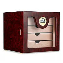 Humidor Woodronic Mogno 50-100 Charutos Com Umidificador Gel e Higrômetro Digital