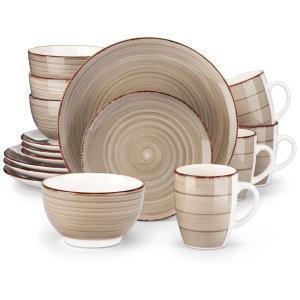 Aparelho de Jantar com 16 Peças Incluindo, Pratos, Bowls e Canecas em Cerâmica, Vancasso Bella, Creme