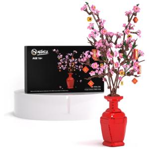 Kit de Construção Buquê de Flores de Pêssego com 992 Peças, Nifeliz