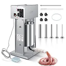 Máquina Elétrica para Encher Linguiças, Enchedor Elétrico Vertical com 9 Velocidades Ajustáveis em Aço Inoxidável Pesado, Enchedor de Carne