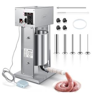 Máquina Elétrica para Encher Linguiças, Enchedor Elétrico Vertical com 9 Velocidades Ajustáveis em Aço Inoxidável Pesado, Enchedor de Carne