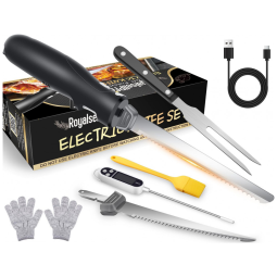 Conjunto de Facas Elétricas Recarregáveis Sem Fio com Estojo - Lâminas Serrilhadas, Empunhadura Ergonômica, Cortes Fáceis