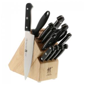 HENCKELS Conjunto de Facas com Afiador Embutido e Bloco de Bancada 14 Peças, ZWILLING 36131 006, Preto