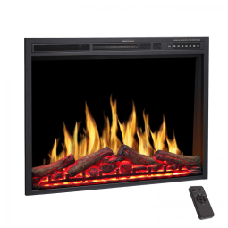 Lareira Elétrica de Embutir A66x86L com Controle Remoto e Chamas Ajustável, 110V 1500W, R.W.FLAME, Preta