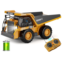 Caminhão de Brinquedo basculante RC, Controle Remoto de 9 Canais com Cama de Metal Iluminada, Bateria Recarregável, KIDMARKT