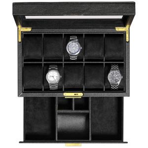 Caixa, Estojo para Relógios Protege e zena, 10 Lugares, ROTHWELL, Preto