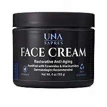 Creme Facial Anti Idade Hidratante com Ceramidas, Niacinamidas e Multivitaminas, 113g, UNA SAPRES, Preto