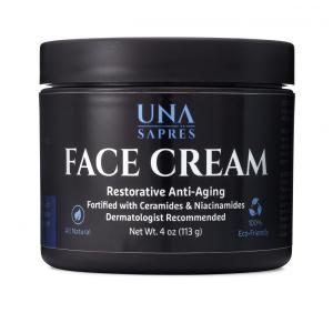 Creme Facial Anti Idade Hidratante com Ceramidas, Niacinamidas e Multivitaminas, 113g, UNA SAPRES, Preto