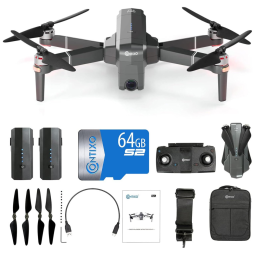 Drone Dobrável com Câmera 4K HD, 2 Baterias, 60 Min de Voo, Cartão SD 64GB, Contixo, Preto
