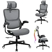 Cadeira de Escritório Ergonômica 3D com Apoio para Lombar, escuro, X XISHE, Cinza escuro