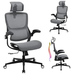 Cadeira de Escritório Ergonômica 3D com Apoio para Lombar, escuro, X XISHE, Cinza escuro