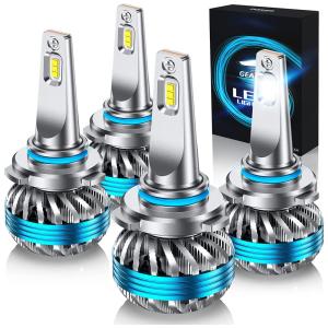 GEARGO Kit Xenon Lâmpadas LED Branca 10000 Lumens 6500K, 9005, HB3 9006, HB4, 4 Peças