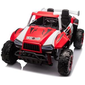 Carro Elétrico Infantil, Jeep com Controle Remoto, 2 Lugares, Suspensão de Mola, Música e Luzes LED, 24V, BCARORUR, Branco e Vermelho