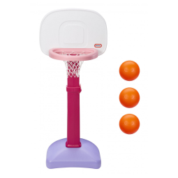 Conjunto de Basquete com Altura Ajustável e 3 Bolas, LITTLE TIKES 647444, Rosa