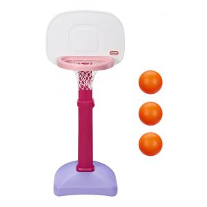 Conjunto de Basquete com Altura Ajustável e 3 Bolas, LITTLE TIKES 647444, Rosa