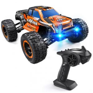 Carrinho de Controle Remoto Off Road Escala 1:16 de Velocidade Ajustável com Farol LED, Loolinn, Laranja