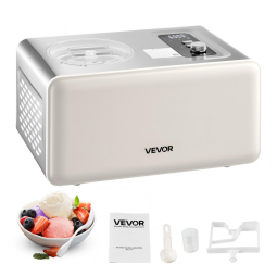 Máquina de Sorvete Automática VEVOR com Compressor Integrado, 1,89 Litros Sem Precisar Congelar, Máquina de Sorvete de Gelato Elétrica