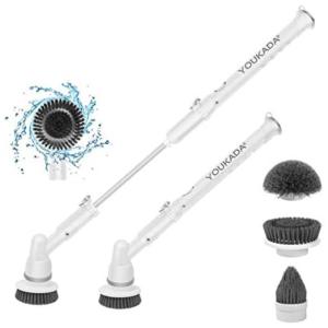 Vassoura Elétrica Rotativa 360 sem Fio com Cabo Flexível e 4 Acessórios, Branca, 110v, YOUKADA, Branco