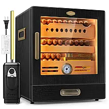 Humidor de Mesa COOL KNIGHT Preto com LED 80-100 Charutos Cedro Espanhol Higrômetro