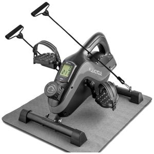 Under Desk Bike Pedal Exerciser FlexCycle Exercise Bike Stationary Magnetic Cycle with LCD Monitor Resistance Bands for Arm Leg Recovery