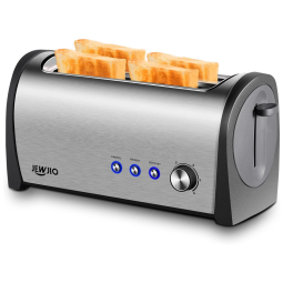 Torradeira Elétrica 4 Fatias com 6 Níveis de Tostagem, 1300W, 110v, JEWJIO, Cinza