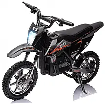 Moto Elétrica Infantil Off Road a Bateria 36V com Farol LED, Assento de Couro, Atinge 24 km, h, ShiningLove, Preta