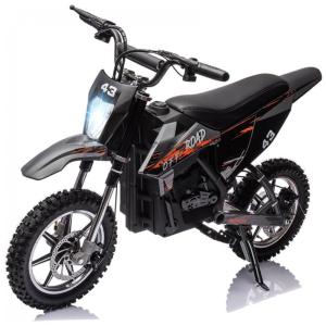 Moto Elétrica Infantil Off Road a Bateria 36V com Farol LED, Assento de Couro, Atinge 24 km, h, ShiningLove, Preta