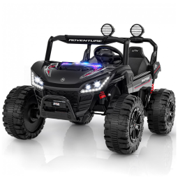 Carro Elétrico Infantil ANPABO Preto 24V 2 Lugares 4 Motores 200W Suspensão Rainbow LED Controle Bluetooth 5.1km/h