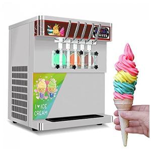 Máquina de Sorvete Profissional em Aço Inoxidável 40L por Hora com 5 Bicos e Tela LCD, 110V 2000W, Kolice, Prata