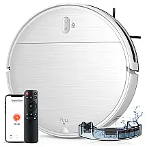 Robô Aspirador 2 em 1 MAMNV com Esfregão 7,3cm Slim Controle App Alexa Branco 240V