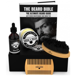 Kit para Barba Profissional Portátil com Cera e Pente, 5 Itens, GROW ALPHA BEARD, Preto