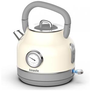 Chaleira Elétrica Amaste 1,7L Inox Branca Creme, Termômetro Retro, 1500W, Proteção Antisseco, Tampa Removível, BT-K15FT 110V