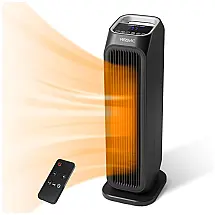 Aquecedor Elétrico Portátil com Timer de 12H Oscilação de 60 e Controle Remoto, 1500W, 110v, YISSVIC, Preto