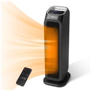 Aquecedor Elétrico Portátil com Timer de 12H Oscilação de 60 e Controle Remoto, 1500W, 110v, YISSVIC, Preto