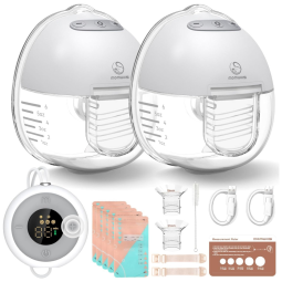Bomba Tira Leite Elétrica com Controle Remoto, 2 Modos, 9 Níveis e Baixo Ruído, MomWills S28, Cinza