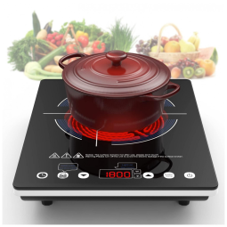 Cooktop Elétrico de Indução Portátil com Queimador Único, Painel Digital, 9 Níveis de Potência, Trava para Crianças e Temporizador